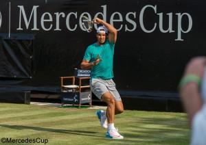 Rafael Nadal practiced on centre court on Sunday