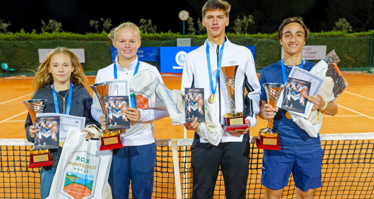2023 Junior Masters champions Jana Kovackova (CZE), Jeline Vandromme (BEL), Kolos Kincses (HUN) and Daniel Jade (FRA)