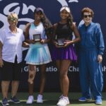 Rosie Casals, Shristi Selvan, Aarini Bhattacharya and Billie Jean King